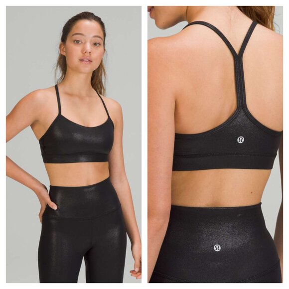 lululemon athletica Other - NEW Lululemon Flow Y Sports Bra Nulu Shine Radiate Foil Print Black Women's 2